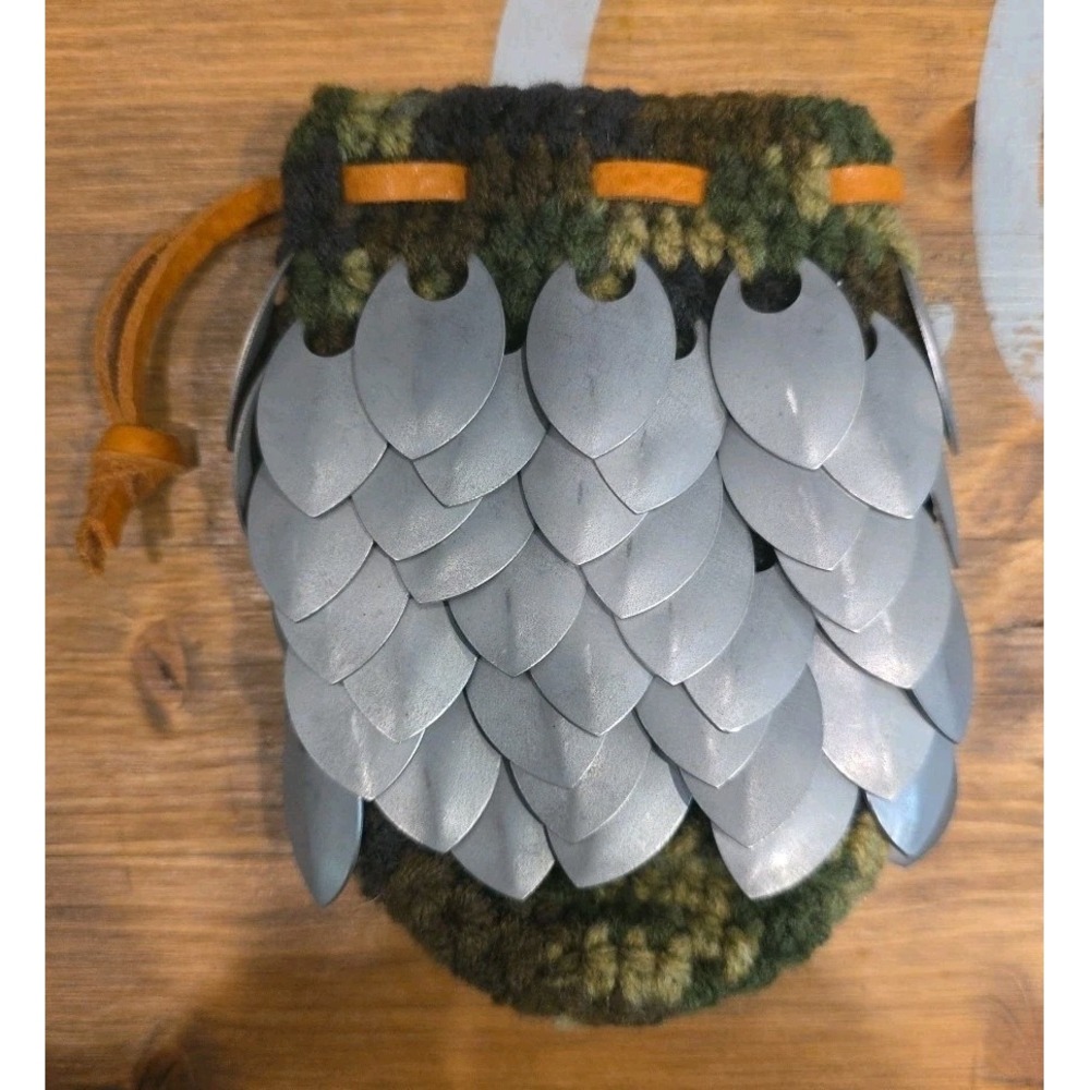 Scale Mail Arm Band Guard Camo Crochet Metal Armor Festival Medieval Scalemail